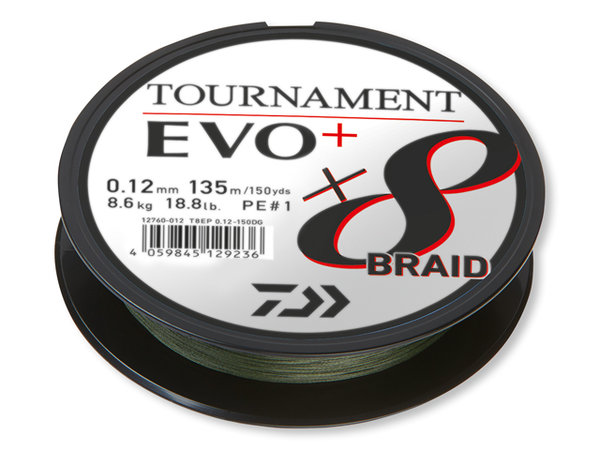Daiwa Tournament X8 Braid EVO+ von der Großspule, Spinnschnur