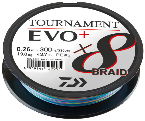 DAIWA Tournament X8 Braid Evo+ Multicolor 300m Spule